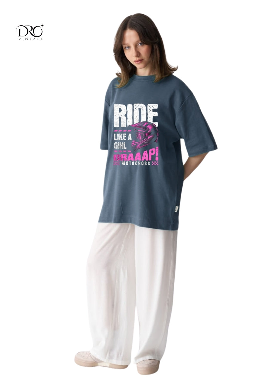 Dro Vintage Ride Like a Girl Motocross T-Shirt